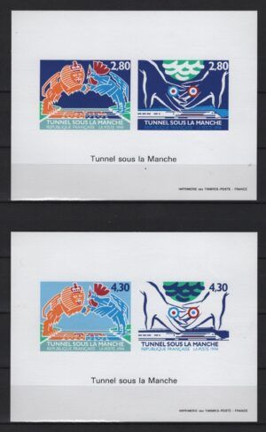 France (1994) Yv. 2880/83 Imperforated Blocks / Tunnel / Joint issue with UK