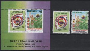 Philippines (1993) Yv. 2054/55 + Bf. 71 / First ASEAN Jamboree