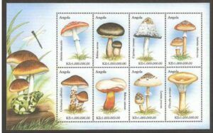 Angola (1999) Yv. 1296/03  /  Frogs - Mushrooms