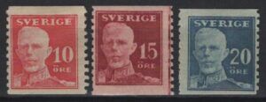 Sweden (1920/24) Yv. 125+127+129 / Royalty