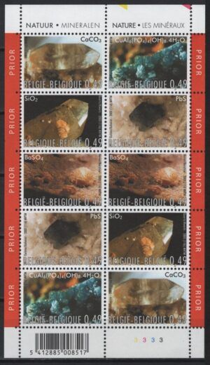 Belgium (2003) Yv. 3167/71 MS / Minerals