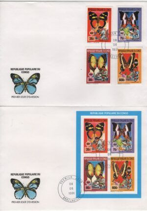 Congo Fr. (1991) FDC (6) / Butterflies / Scouts