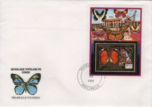 Congo Fr. (1991) Mi. Bl. 62A FDC / Butterflies / Boy Scouts