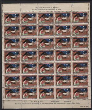 India (1951) Sheet / Christmas Seals / Tuberculosis