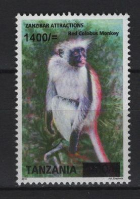 Tanzania (2019) Mi. 6002 Overprinted / Monkeys