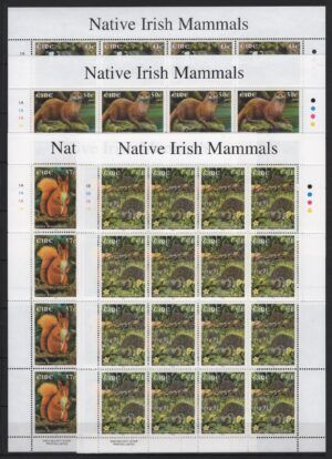 Ireland (2002) Yv. 1431/34 MS / Native mammals