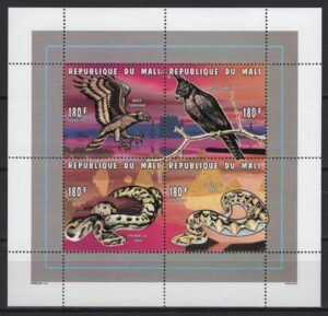 Mali (1996) Yv. 832/35 / Birds - Snakes