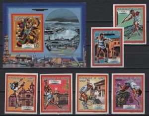 Guinea (1987) Mi. 1187B/92B + Bl. 288B  / Tennis