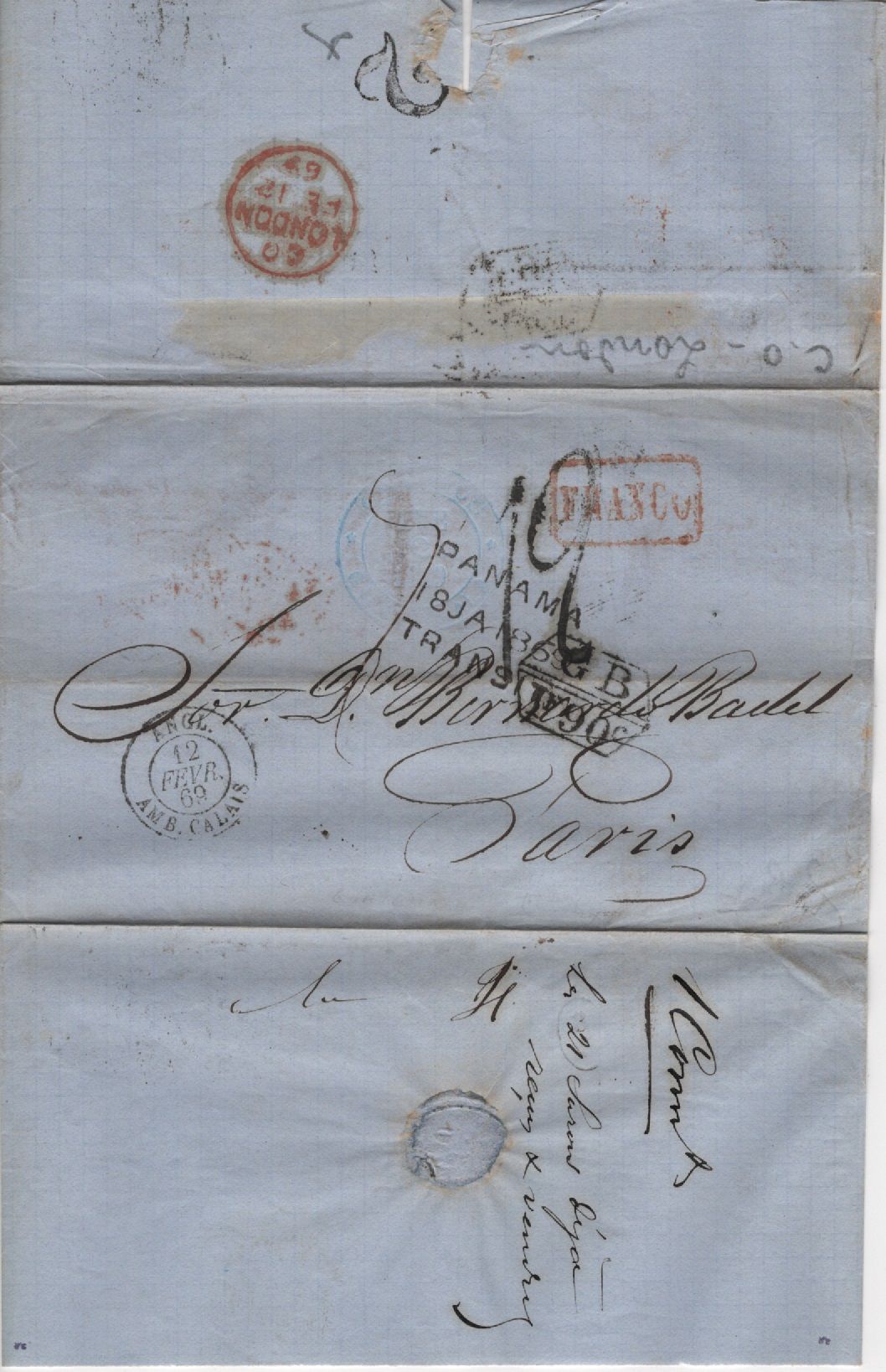 Guatemala (1869) Folded Letter to Paris