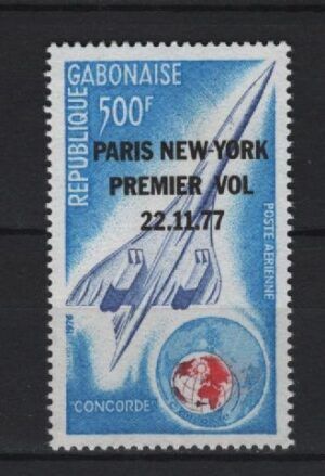 Gabon (1977) Yv. Av. 198 / Concorde / Overprint Paris – New York 1st Flight