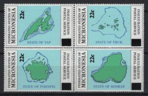 Micronesia (1986) Yv. 37/40 / Maps / Islands