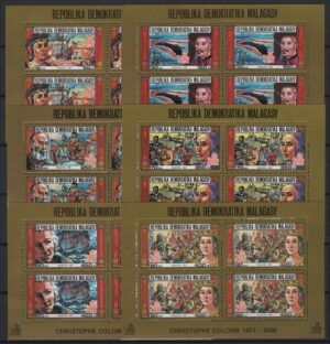 Madagascar (1987) Mi. 1081/86 B4 Gold / Christofer Columbus