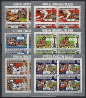 Madagascar (1987) Mi. 1088A/93A B4 / Barcelona Olympic Games