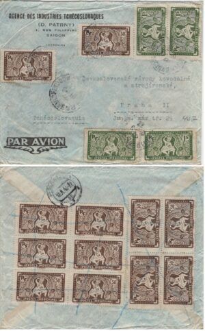 Indochina (1948) Cover / Airmail from Saigon to Praha (Czech Republic)