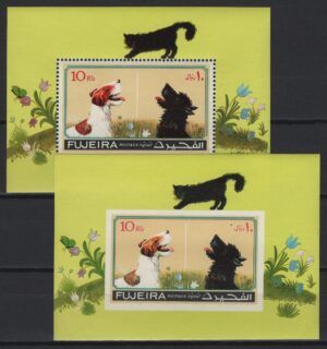 Fujeira (1971) Mi. Bl. 82A/B / Dog & Cat