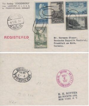 USA (1936) Card / Hindenburg Zeppelin