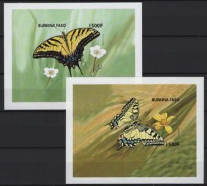 Burkina Faso (1998) Yv. Bf. 68/69 Imperforated / Butterflies