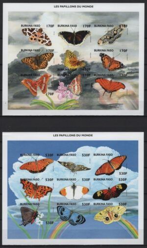 Burkina Faso (1998) Yv. 1052/69 Imperforated / Butterflies