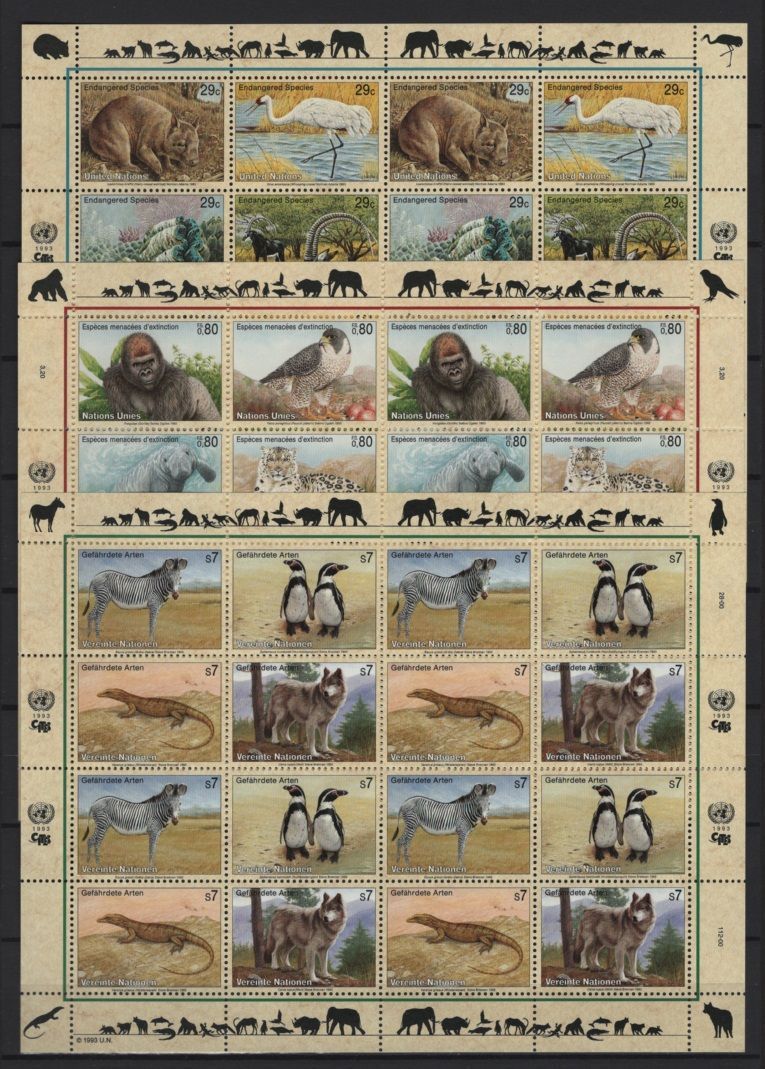 United Nations (1993/2004) Endangered Fauna Series #1 to #12