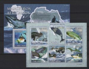 S. Tome (2010) Yv. 3461/65 + Bf. 540 / Whales
