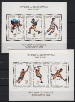 Madagascar (1990) Mi. 1234/39 – 2 Blocks / Barcelona Olympic Games