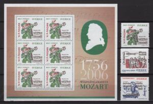 Sweden (2004) Yv. 2524/26 + Bf. 33 / Mozart