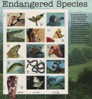 USA (1996) Yv. 2548/62 MS / Endangered Species