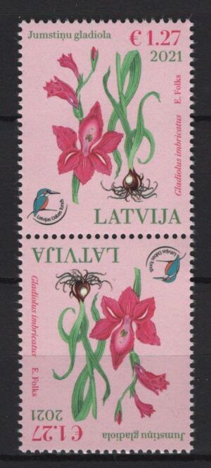 Latvia (2021) Inverted Pair / Flowers