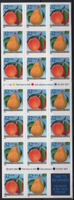 USA (1995) Mi. 2605/06 - Booklet / Fruits