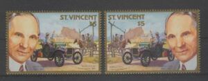 St. Vincent (1987) Yv. 1027 + 1027 - ERROR Shifted Print / Cars History