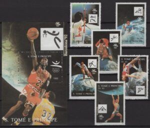 S. Tome (1992) Mi. 1317/23 + Bl. 277 / Barcelona Olympic Games