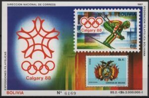 Bolivia (1987) Mi. Bl. 165 / Calgary Olympic Games