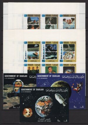Sharjah (1970) Mi. 676/05 + Bl. 67/69 / History of Space