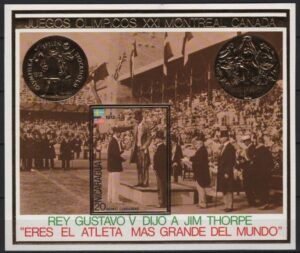Nicaragua (1975) Mi. Bl. 89 / Olympic Games / Jim Thorpe