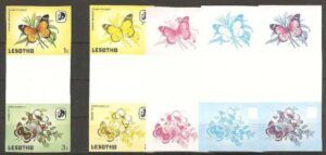 Lesotho (1984) Mi. 442 + 444 - Gutter Pair + Color Proofs