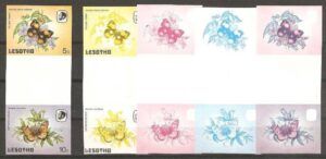 Lesotho (1984) Yv. 565 + 568 - Gutter Pair + Color Proofs