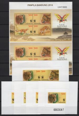 Indonesia (2014) Block Pair + 5 Deluxe Proofs / Tiger
