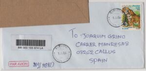 Laos (2024) Cover / Registered Letter to Spain