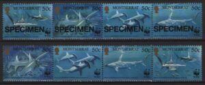 Montserrat (1999) Mi. 1109/12 + Specimen Ovpt. / Sharks