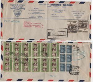 Colombia (1956) Registered cover to Spain / Instituto Antonio Narino