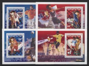 Tchad (1996) Mi. 1418A/21A in Blocks / Football World Championship
