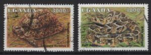 Uganda (1995) Yv. 1271/72 (O) / Snakes