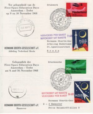 Netherlands (1968) EZ. 109C1/C2 / Rocket Mail