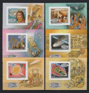 Centrafricaine (1986) Mi. 1187B/92B (6 Bl.) - Imperforated / Halley Comet