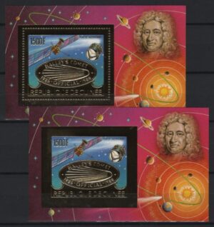 Guinea (1986) Mi. Bl. 219A + Bl. 219B / Halley Comet