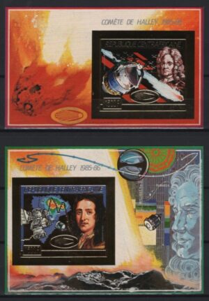 Centrafricaine (1986) Mi. Bl. 399B/400B - Imperforated / Halley Comet