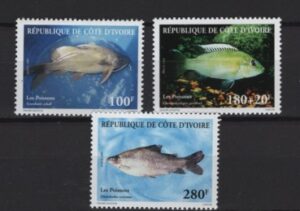 Ivory Coast (1999) Yv. 1028/30 / Fishes