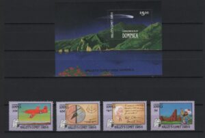 Dominica (1986) Mi. 959/62 + Bl. 108 / Halley Comet