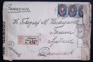 R* (1918) Registered Mail / Petrograd to Farum (Denmark)