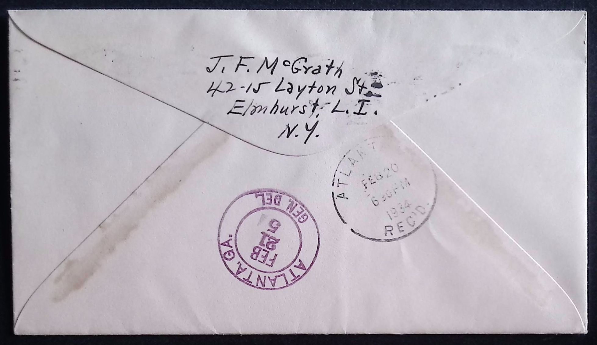 USA (1934) US Amy Airmail First Flight Cover / New York - Atlanta - New York - Image 2